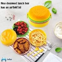 ROYAL KITCHEN Burger Shape Lunch Box for Kids - Lunch Box for Kids, Tiffin Box, Lunch Box Leak Proof Plastic Lunch Box, Lunch Box with Compartments (Multicolor)-thumb1