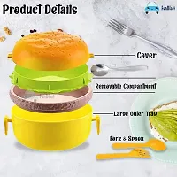 ROYAL KITCHEN Burger Shape Lunch Box for Kids - Lunch Box for Kids, Tiffin Box, Lunch Box Leak Proof Plastic Lunch Box, Lunch Box with Compartments (Multicolor)-thumb3