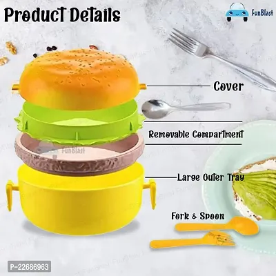 ROYAL KITCHEN Burger Shape Lunch Box for Kids - Lunch Box for Kids, Tiffin Box, Lunch Box Leak Proof Plastic Lunch Box, Lunch Box with Compartments (Multicolor)-thumb4