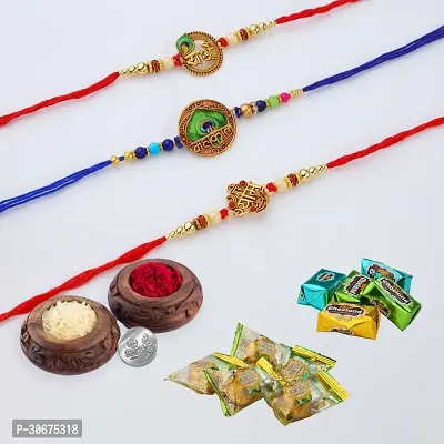 GUNJAN FASHION Chawal Roli Pack, Rakhi (3. Rakhi, Roli Chawal Pack Set, 5 Psc Truffle And 5 Psc Chocland Chocolate)-thumb0