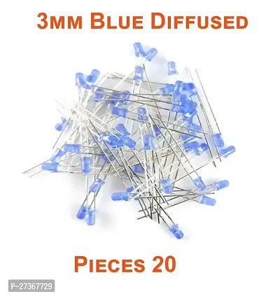 3mm Diffused Bright LED | BLUE | 20 Pieces | 3V DC 2 Pin | Light Emitting Diode, Multipurpose, For Science Projects, DIY Hobby Kit | Pack of 20 Pieces