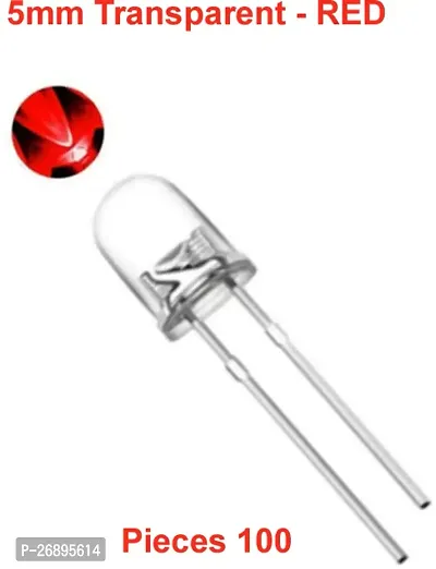 ELPH 5mm Super Bright LED | Transparent-RED | 3V DC | 2 Pin | Pack of 100 RED LEDs Electronic Components Electronic Hobby Kit ()-thumb0