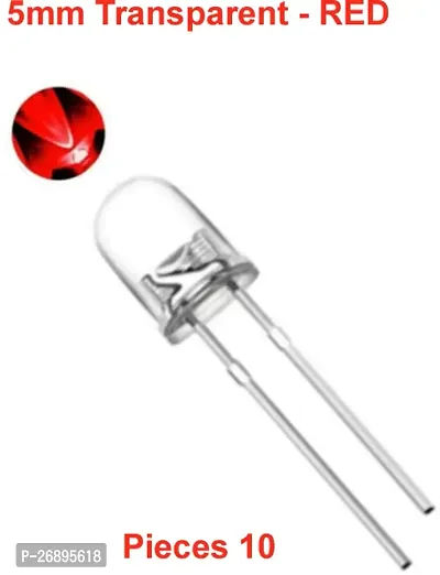 ELPH 5mm Super Bright LED | Transparent-RED | 3V DC | 2 Pin | Pack of 10 RED LEDs Electronic Components Electronic Hobby Kit ()-thumb0