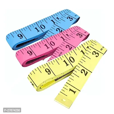 3 Pieces (Red, Yellow and Pink) Colored Heavy Duty Inch Tape | Inchi Tape | Tailor Tape | Measuring Tape