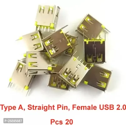 ELPH Pack of 20 USB 2.0 Connectors ndash; A Type_Female_Straight Pin (Pcs 5) Electronic Components Electronic Hobby Kit ()