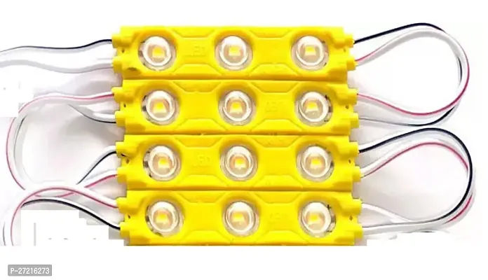 4 Pcs Yellow 12V 3 LED Module for Interior Exterior Light for Car, Bike, Van Light-thumb0