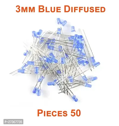 3mm Diffused Bright LED | BLUE | 50 Pieces | 3V DC 2 Pin | Light Emitting Diode, Multipurpose, For Science Projects, DIY Hobby Kit | Pack of 50 Pieces