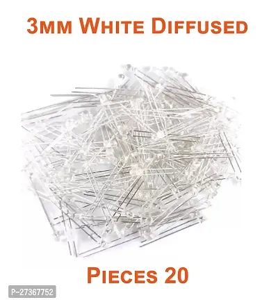 3mm Diffused Bright LED | WHITE | 20 Pieces | 3V DC 2 Pin | Light Emitting Diode, Multipurpose, For Science Projects, DIY Hobby Kit | Pack of 20 Pieces