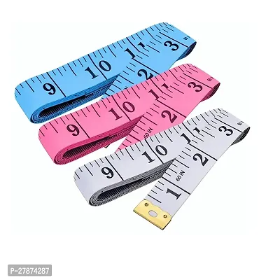 3 Pieces (Red, White and Pink) Colored Heavy Duty Inch Tape | Inchi Tape | Tailor Tape | Measuring Tape-thumb0