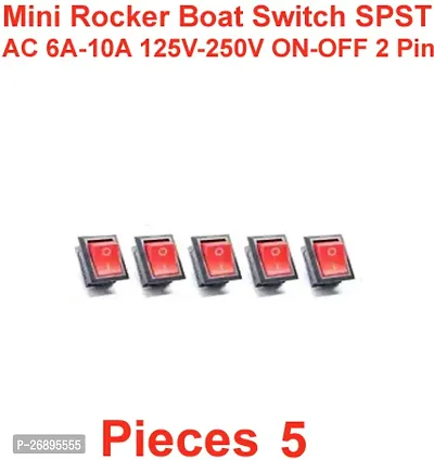 ELPH 5 pcs RED SPST AC 6A-10A 125V-250V ON-OFF 2 Pin Snap MINI Rocker Boat Switch Electronic Components Electronic Hobby Kit ()-thumb0