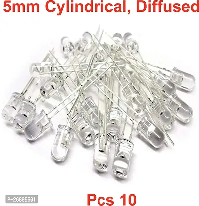 ELPH 5mm Diffused, Cylindrical LEDs WHITE Pieces 10 Electronic Components Electronic Hobby Kit ()