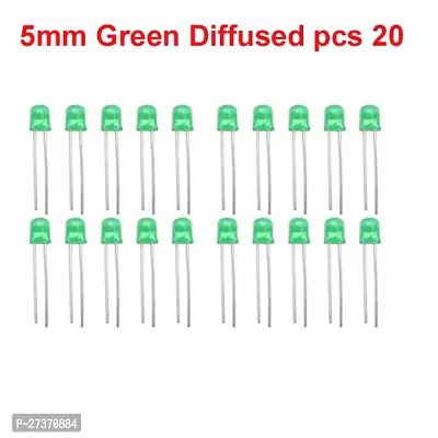 5mm Diffused Bright LED | GREEN | 20 Pieces | 3V DC 2 Pin | Light Emitting Diode, Multipurpose, For Science Projects, DIY Hobby Kit | Pack of 20 Pieces