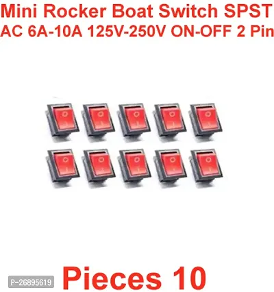 ELPH 10 pcs RED SPST AC 6A-10A 125V-250V ON-OFF 2 Pin Snap MINI Rocker Boat Switch Electronic Components Electronic Hobby Kit ()