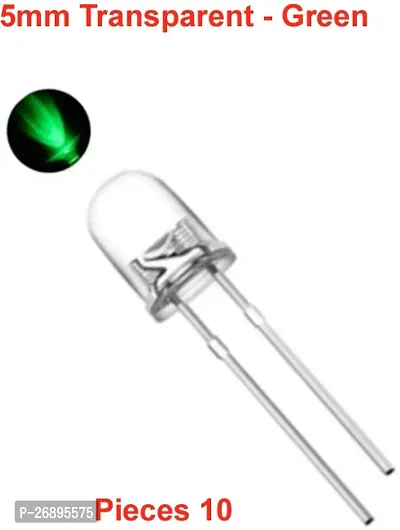 ELPH 5mm Super Bright LED | Transparent-GREEN | 3V DC | 2 Pin | Pack of 10 GREEN LEDs Electronic Components Electronic Hobby Kit ()-thumb0