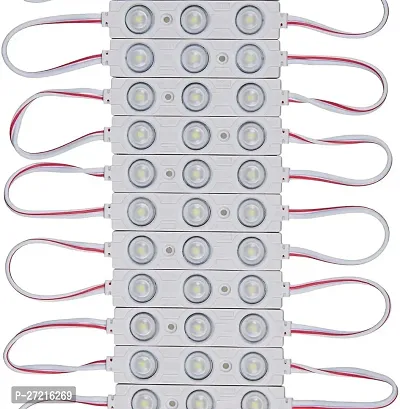 10 Pcs White 12V 3 LED Module for Interior Exterior Light for Car, Bike, Van Light