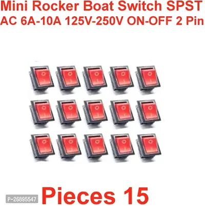 ELPH 15 pcs RED SPST AC 6A-10A 125V-250V ON-OFF 2 Pin Snap MINI Rocker Boat Switch Electronic Components Electronic Hobby Kit ()-thumb0