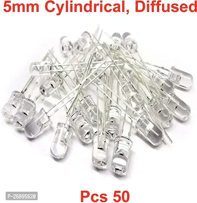 ELPH 5mm Diffused, Cylindrical LEDs WHITE Pieces 50 Electronic Components Electronic Hobby Kit ()