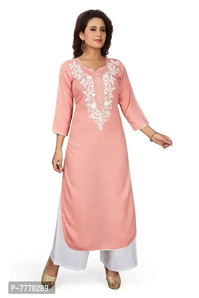 HRIDAY FASHION Women's Rayon Straight Embroidery Kurta (HF03)-thumb0