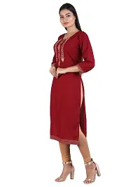 HRIDAY FASHION Women's Bizzy Lizzy Cotton Straight Casual/Ethnic Wear Kurti (2012-M_42, Maroon, XL)-thumb1