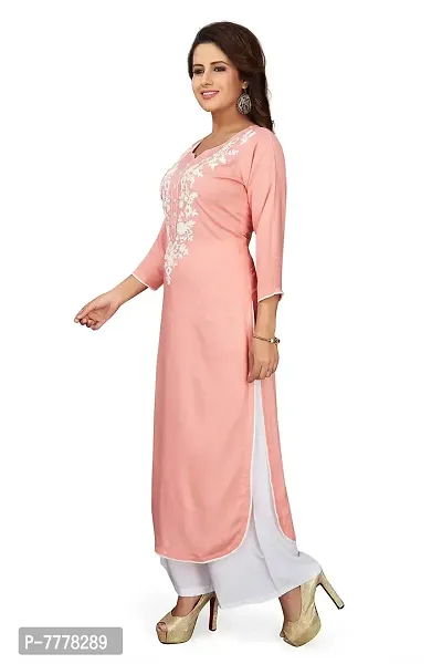 HRIDAY FASHION Women's Rayon Straight Embroidery Kurta (HF03)-thumb4