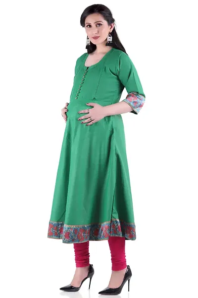 HRIDAY FASHION Women's Anarkali Maternity Feeding Kurti with Zippers (HF30)