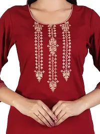 HRIDAY FASHION Women's Bizzy Lizzy Cotton Straight Casual/Ethnic Wear Kurti (2012-M_42, Maroon, XL)-thumb3