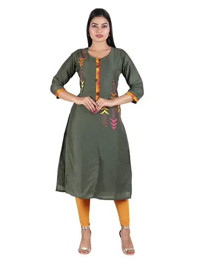 HRIDAY FASHION Women's Chandheri Silk Straight Casual/Ethnic Wear Kurti (2015)