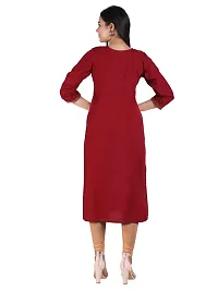 HRIDAY FASHION Women's Bizzy Lizzy Cotton Straight Casual/Ethnic Wear Kurti (2012-M_42, Maroon, XL)-thumb4