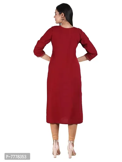 HRIDAY FASHION Women's Bizzy Lizzy Cotton Straight Casual/Ethnic Wear Kurti (2012-M_42, Maroon, XL)-thumb5