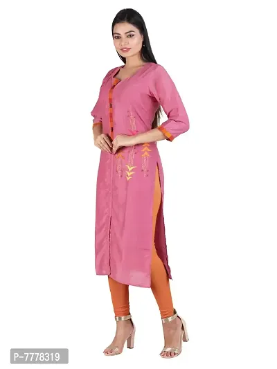 HRIDAY FASHION Women's Chandheri Silk Straight Casual/Ethnic Wear Kurti (2015)-thumb2