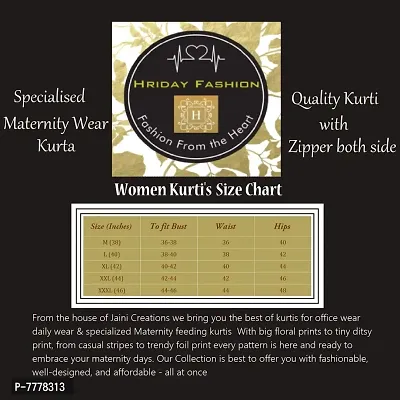 HRIDAY FASHION Women's Cotton Anarkali Maternity Feeding Kurti with Zippers (HF115_44, Beige, 2XL)-thumb5