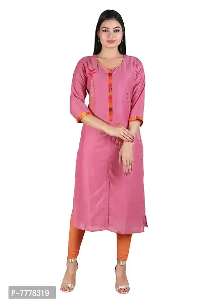 HRIDAY FASHION Women's Chandheri Silk Straight Casual/Ethnic Wear Kurti (2015)-thumb0