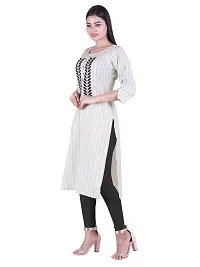 HRIDAY FASHION Women's Cotton Rayon Khadi Straight Maternity Nursing Kurti with Zippers-thumb3