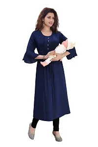 Hriday Fashion Women's Rayon Anarkali Maternity Nursing Breast Feeding Kurti with Zippers For PRE and Post Pregnancy (JC44)-thumb1