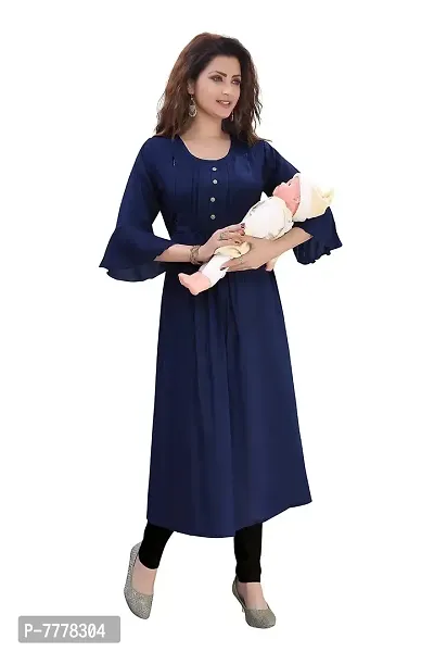 Hriday Fashion Women's Rayon Anarkali Maternity Nursing Breast Feeding Kurti with Zippers For PRE and Post Pregnancy (JC44)-thumb2