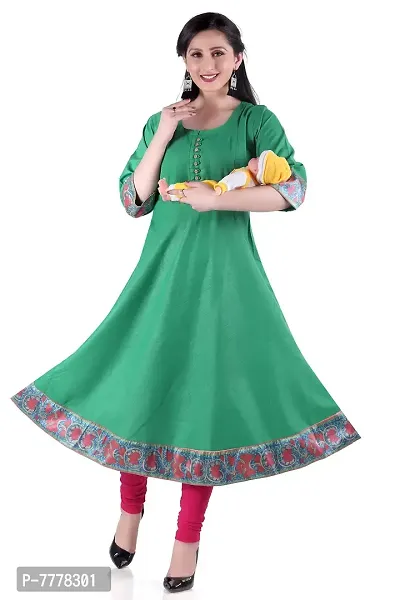 HRIDAY FASHION Women's Cotton Anarkali Maternity Feeding Kurti with Zippers (HF30)-thumb2