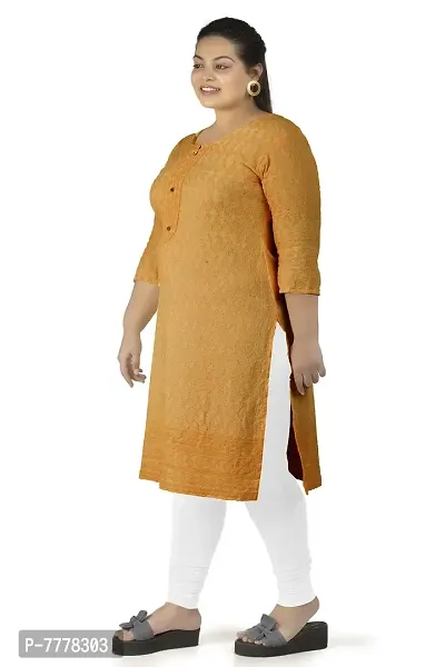 HRIDAY FASHION Women's Plus Size Rayon Chikankari Work Straight Kurti (KJ214)-thumb3