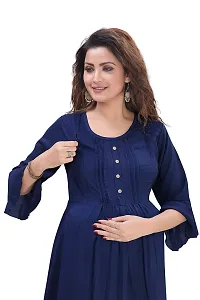 Hriday Fashion Women's Rayon Anarkali Maternity Nursing Breast Feeding Kurti with Zippers For PRE and Post Pregnancy (JC44)-thumb3