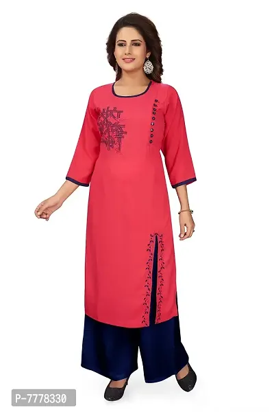 HRIDAY FASHION Women's Rayon Straight Casual/Office Wear Kurta (HF07)