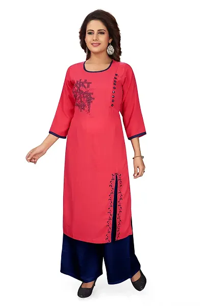 HRIDAY FASHION Women's Rayon Straight Casual/Office Wear Kurta (HF07)