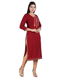 HRIDAY FASHION Women's Bizzy Lizzy Cotton Straight Casual/Ethnic Wear Kurti (2012-M_42, Maroon, XL)-thumb2