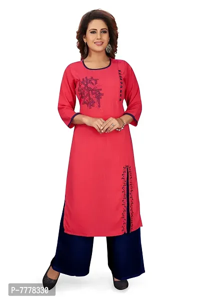 HRIDAY FASHION Women's Rayon Straight Casual/Office Wear Kurta (HF07)-thumb4