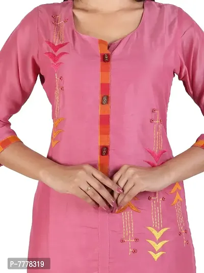 HRIDAY FASHION Women's Chandheri Silk Straight Casual/Ethnic Wear Kurti (2015)-thumb4