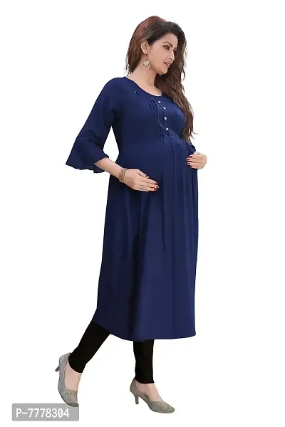 Hriday Fashion Women's Rayon Anarkali Maternity Nursing Breast Feeding Kurti with Zippers For PRE and Post Pregnancy (JC44)-thumb3