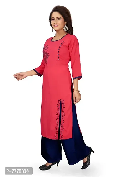 HRIDAY FASHION Women's Rayon Straight Casual/Office Wear Kurta (HF07)-thumb2