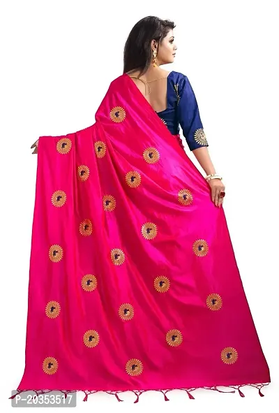 NOTABILIA Women's Banarasi Silk Saree With Unstitched Blouse Piece (Pink)-thumb3