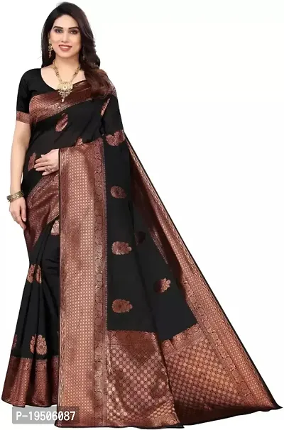 Elegant Black Art Silk Saree with Blouse piece-thumb0