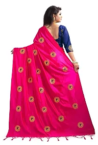 DESFELI Women's Silk Saree With Unstitched Blouse Piece (Pink)-thumb2