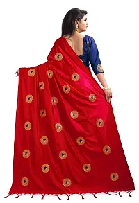 NOTABILIA Women's Banarasi Silk Saree With Unstitched Blouse Piece (Red)-thumb2