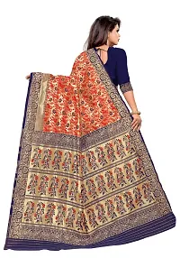 DESFELI Self Design Kanjivaram Cotton Art Silk Saree With Blouse Piece (Blue.Red)-thumb2